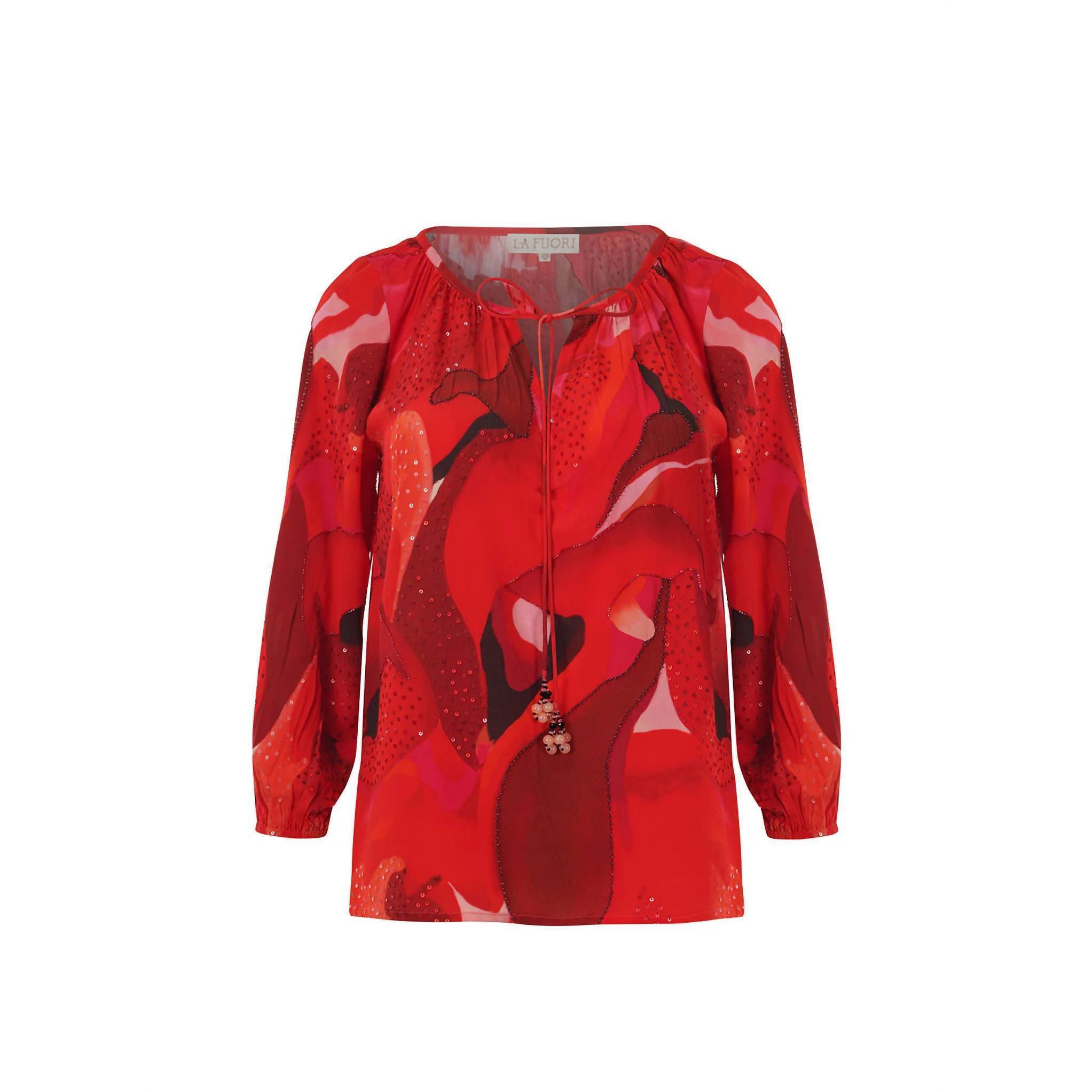 New La Fuori Women's Casa Top In Rouge Camouflage